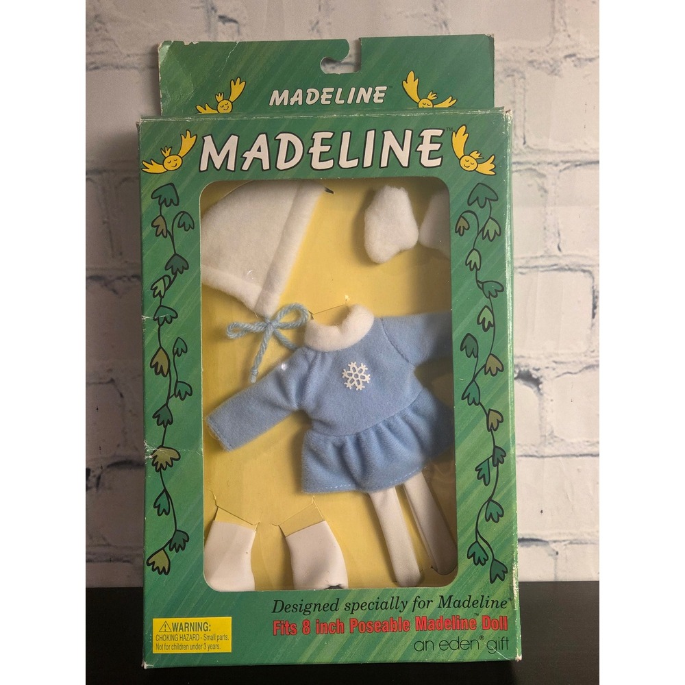Vintage 1997 Eden Madeline Doll Winter Fun Outfit Set Blue Snowflake Dress 33359